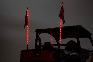 Polaris Ranger XP 1000 Waterfowl Edition LED Whip Mount Kit - Bed - Rough Country - 4' LED Whip Light Pair with 300 Patterns - Multl-Color - 2022